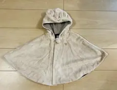 Miki House ベビーポンチョ ベージュ フード付き　70-90