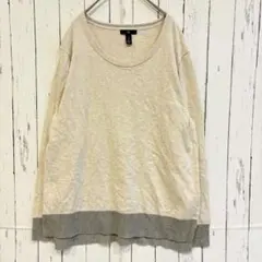 GAP ニット　トップス　セーター　アイボリー　バイカラー　薄手　コットン　L
