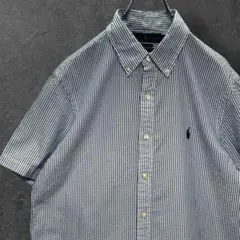 RALPH LAUREN シアサッカーシャツ ポニー刺繍 M ストライプ