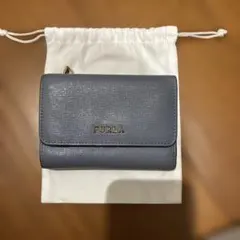 FURLA 三つ折り財布 ブルー レザー