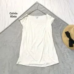 カルバンクライン ビジュー付きフレンチスリーブTシャツ 薄手 カジュアル 夏 Mのサムネイル
