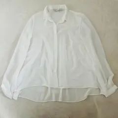 ZARA シャツ　ブラウス　ホワイト　レディース　XS 透け感あり