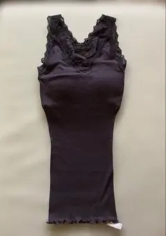 PEACH JOHN 黒 レースタンクトップ オーガニックコットン　S/M