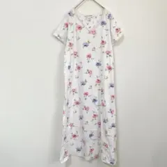 【訳あり】CAROLE HOCHMAN 花柄ロングワンピース パジャマ 綿100