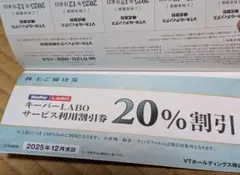 【プロフ必読様専用】VTホールディングス株主優待 キーパーラボ20％割引券　1冊