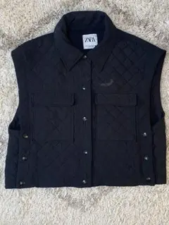 ZARA ブラック キルティングベスト M
