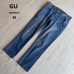 【ジーユー】GU デニム パンツ ジーンズ 裾フリンジ 神デニム M 極美品