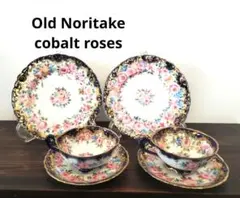 【稀少】初期オールドノリタケ マルキ 艶薔薇金盛り カップ&ソーサ 揃い