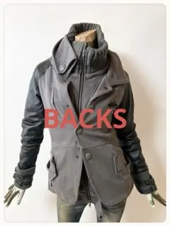 ☘️T21689☘️BACKS レザー切り替え ジャケット Mのサムネイル