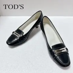 【未使用級】TOD'S パンプス ローファー ローヒール ロゴ金具 レザー