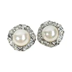 昭和レトロ パール クリスタル イヤリング ヴィンテージ クラシック