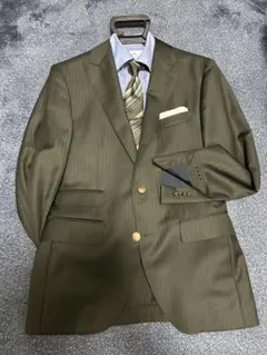 ✨珍　極美品✨　高級イタリア生地カノニコ　グリーン　セットアップ　M〜L