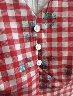 【EU vintage】70s 赤ギンガムチェックワンピース ヴィンテージ 古着