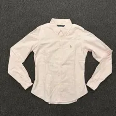 Y2K 90s 00sポロラルフローレン ストライプシャツ ピンク 7号