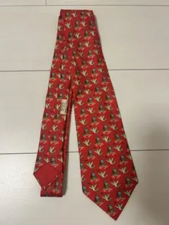 【美品】HERMES エルメス 総柄 人魚 船 ネクタイ 赤