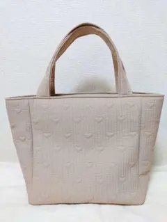 ハンドメイド☆ポリエステルハート刺繍ヌビバッグ ベージュ