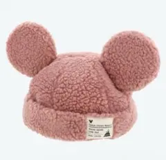 東京ディズニーリゾート ミッキー耳付き帽子　もこもこ　ピンク