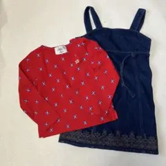 女児　長袖シャツ、スカート　2点セット