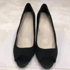 AZUL  スウェード調オープントゥパンプス　黒　サイズ→M