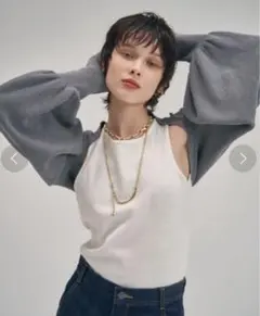 MECRE ボリュームスリーブニットボレロ