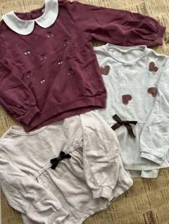 【人気】petit main チェリー、ハート、レース、リボントレーナーセット