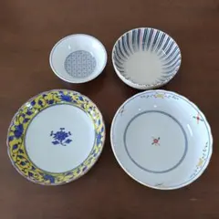 たち吉　黄地花紋　花数寄　橘　食器セット 4点 花柄 ストライプ