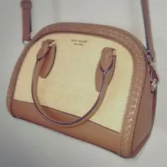 Kate Spade ショルダーバッグ ブラウン　ラタン　ストロー　美品