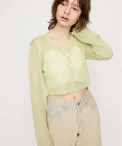 SLYクロップド 2WAY シアー カーディガン