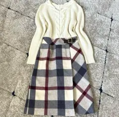ブルーレーベルクレストブリッジ　ドッキングワンピース　切替　チェック