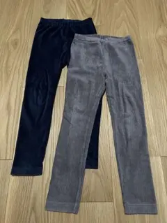 【110cm】UNIQLO コーデュロイ レギンス 2点セット ネイビー グレー