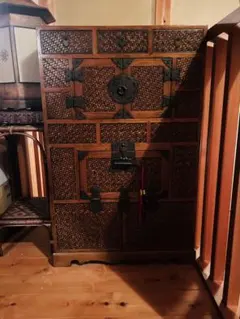 李朝家具 網代細工 アジロ 真鍮金具 収納家具 古家具 韓国骨董