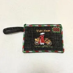 ベトナム刺繍 ポーチ ストラップ付き