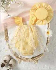 ベビー服 カバーオール ロンパース 花柄 お祝い誕生日ベビードレス 80-86