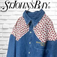 ST.JOHNS BAY 切り替え　刺繍　ウエスタンシャツ　デニムシャツ　Lのサムネイル