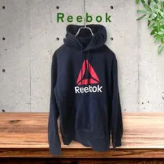【美品】リーボック パーカー ネイビー メンズM相当 デルタロゴ 裏起毛 古着