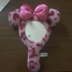 ディズニー　レオパード　ミラー　ヒョウ柄　豹柄　ピンク　ミニー　キーホルダー