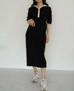 Kicuri キクリ デザインニット ワンピース ブラック