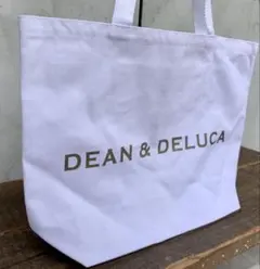 DEAN＆DELUCA♪レアロゴゴールドラメ入　内ポケ付　肩かけトートLホワイト