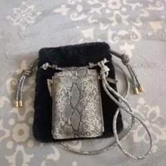 ファー素材 ヘビ柄 スマホショルダーバッグ