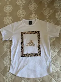 美品adidas アディダス レディースレオパード柄 ロゴ Tシャツ ホワイトのサムネイル