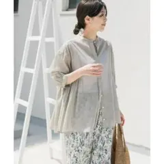 新品◇DOORS◇リネンハシゴレースブラウス《GREIGE》◇アーバン 