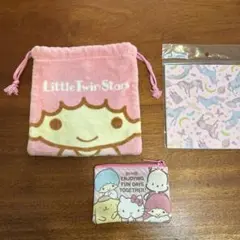 Sanrio サンリオ　キキララ　巾着ポーチ 2点セット　ピンク