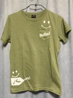 RUSTY 半袖 Tシャツ カーキ スマイル