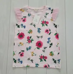 ☆新品☆　ブランシェス　Tシャツ　袖フリル　ノースリーブ　花柄　ピンク　130のサムネイル