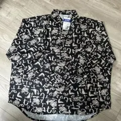 新品 柄シャツ 長袖 個性的 黒 ブラック XL ユニセックス 韓国