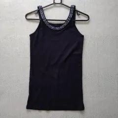 JEANASIS ビーズ装飾　ブラックタンクトップ