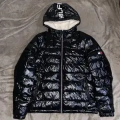 00s y2k TOMMY HILFIGER ダウン ボア フード 光沢