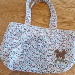 フラワープリント くまのがっこう　ジャッキー刺繍 トートバッグ
