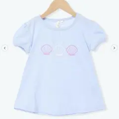 キッズ 半袖Tシャツ 貝殻プリント ライトブルー　吸水速乾のサムネイル