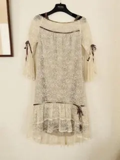 総レース ワンピース ベルスリーブ